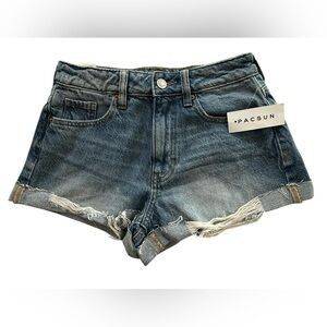 PacSun Distressed Blue Jean “Mom” Shorts Size 24 NWT